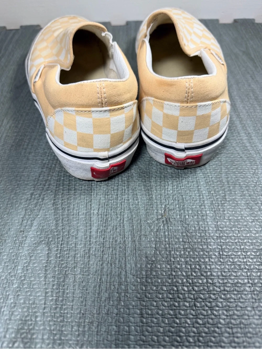 Slip-On Checkerboard Canvas Shoes in Cream